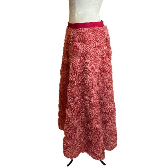 Akris Punto Womens Skirt Size 6 Red Gingham Organdy Rosette Applique Tulle Midi - Picture 6 of 12